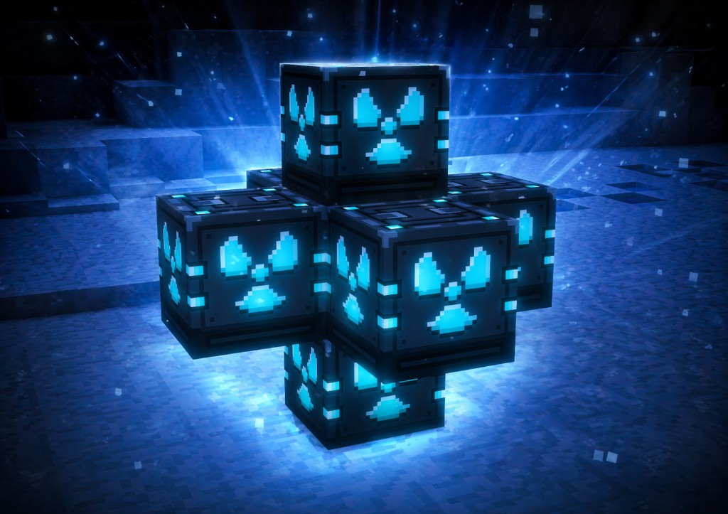 Ядерный реактор: светящийся воксельный силуэт